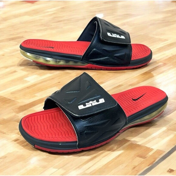 Nike Air Max Lebron 2 Slide Elite Mens Size 11-12? Sandals Red/Black * READ * - Picture 1 of 16